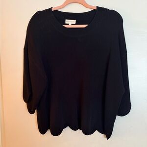 Entro Black Knit Sweater – Size Large – Scalloped Hem